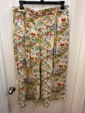 Eliane Rose Floral Wide-Leg Tie-Waist Pants - Multicolor. XL. Boho